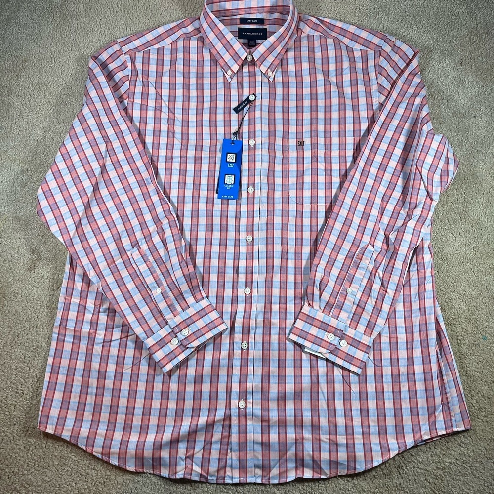 Big & Tall 2XL Saddlebred Button Up Long Sleeve Men Shirt NWT Easy Care LOT OF 2 - Picture 10 of 16